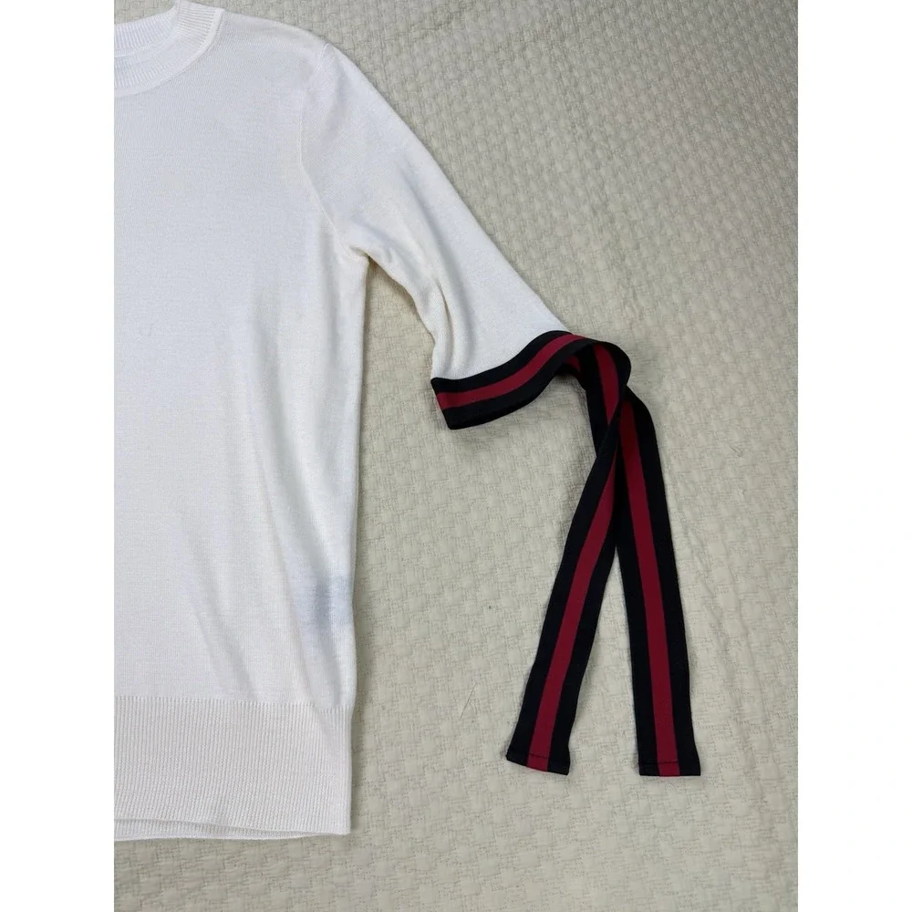 Who What Wear Ribbon Sleeve Sweater 3/4 Sleeve Top | White | Women's Size Large